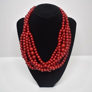 📿 Red Statement Beads Necklace